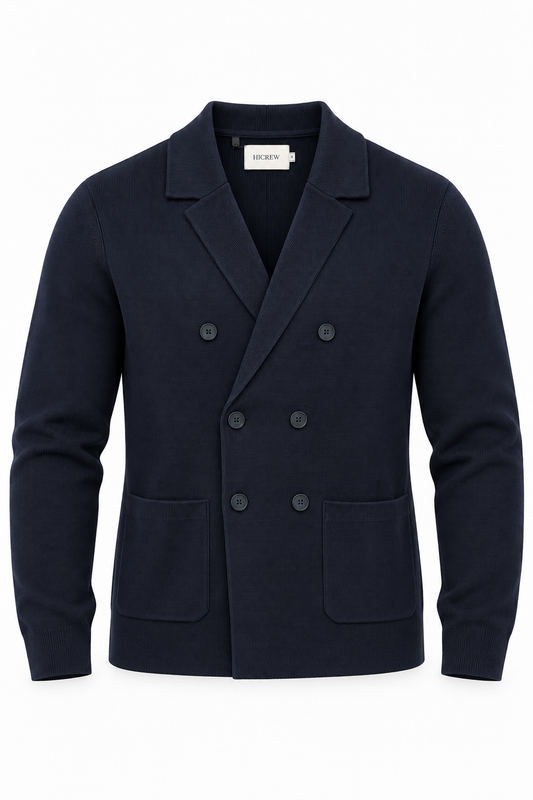 Blazer cruzada punto azul marino
