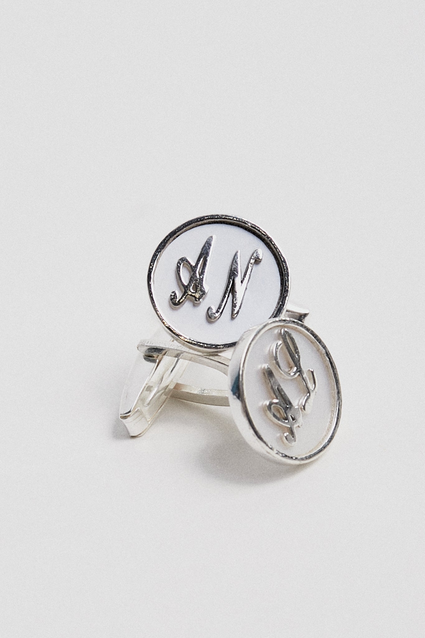 Gemelos plata personalizables nácar blanco