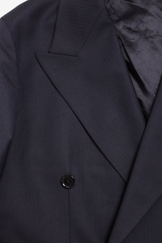 Americana traje cruzado espiga azul marino Marlane
