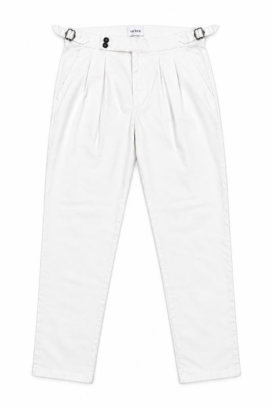 Pantalón pinzas blanco fluido