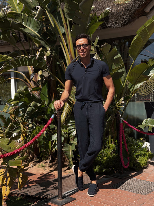 Pantalón jogger lino azul marino