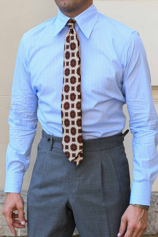 Camisa vestir azul rayas cuello inglés