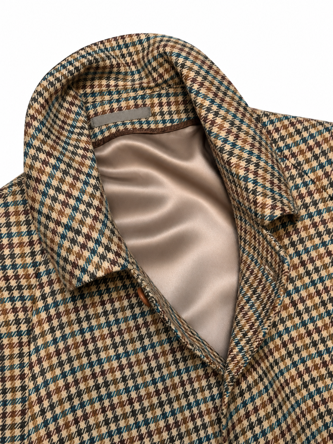 Abrigo raglan lana cuadros beige