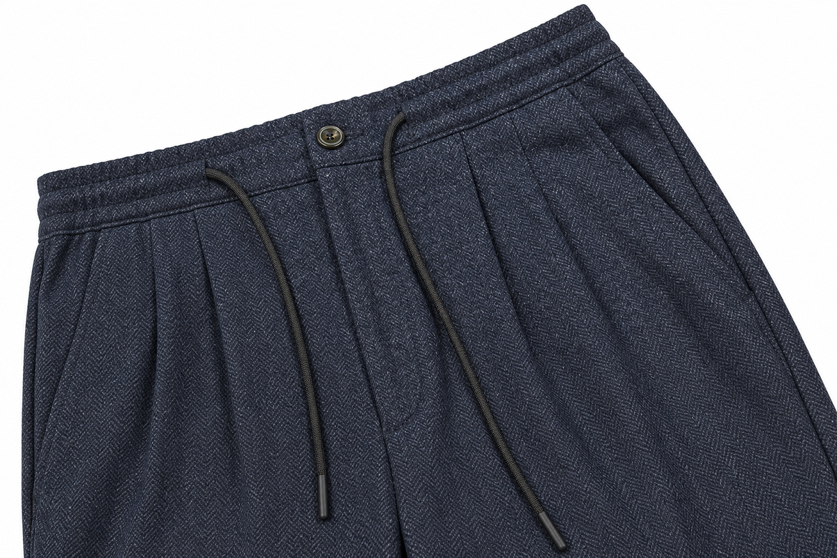 Pantalón fluido espiga azul marino