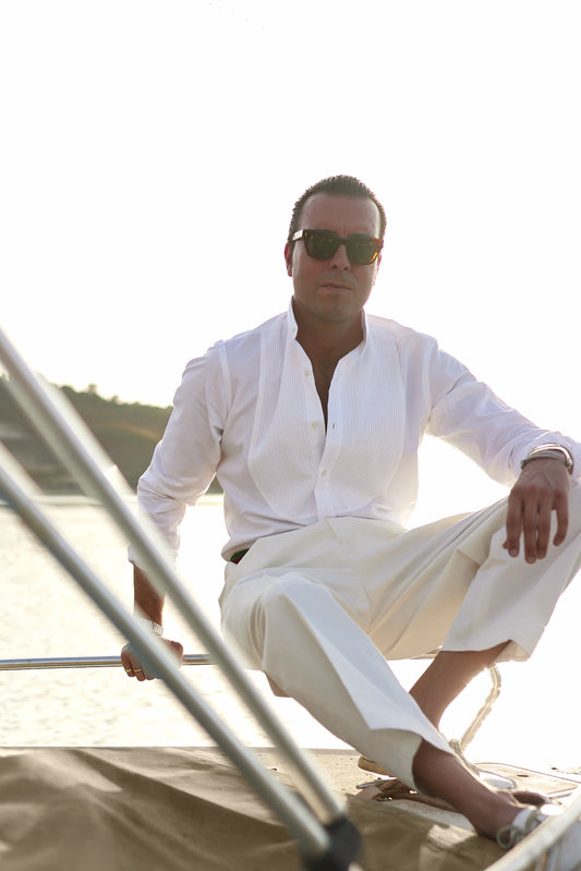 Camisa Mao blanca jaretas