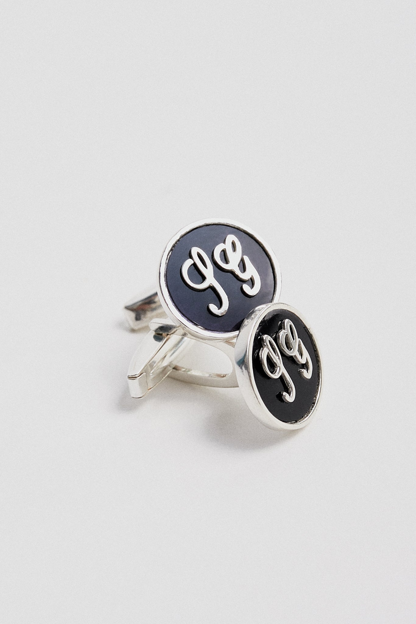 Gemelos plata personalizables nácar negro