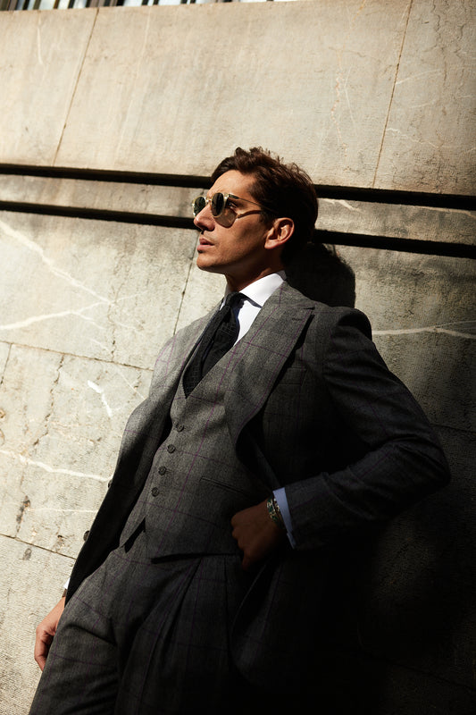 Americana traje gris Príncipe de Gales Vitale Barberis