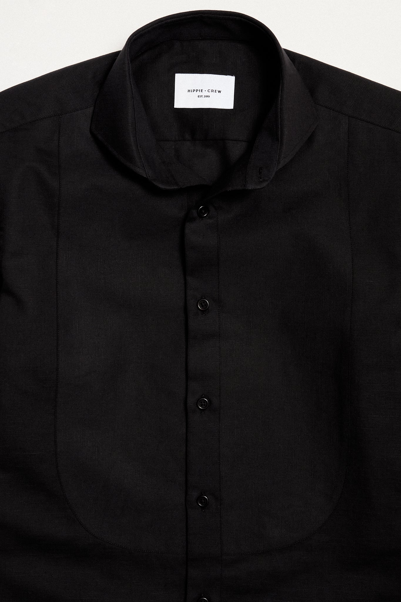 Camisa lino pechera negra