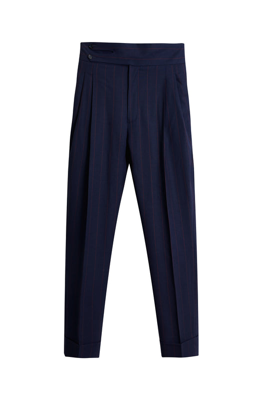 Pantalón traje azul marino diplomático raya burdeos Carnet