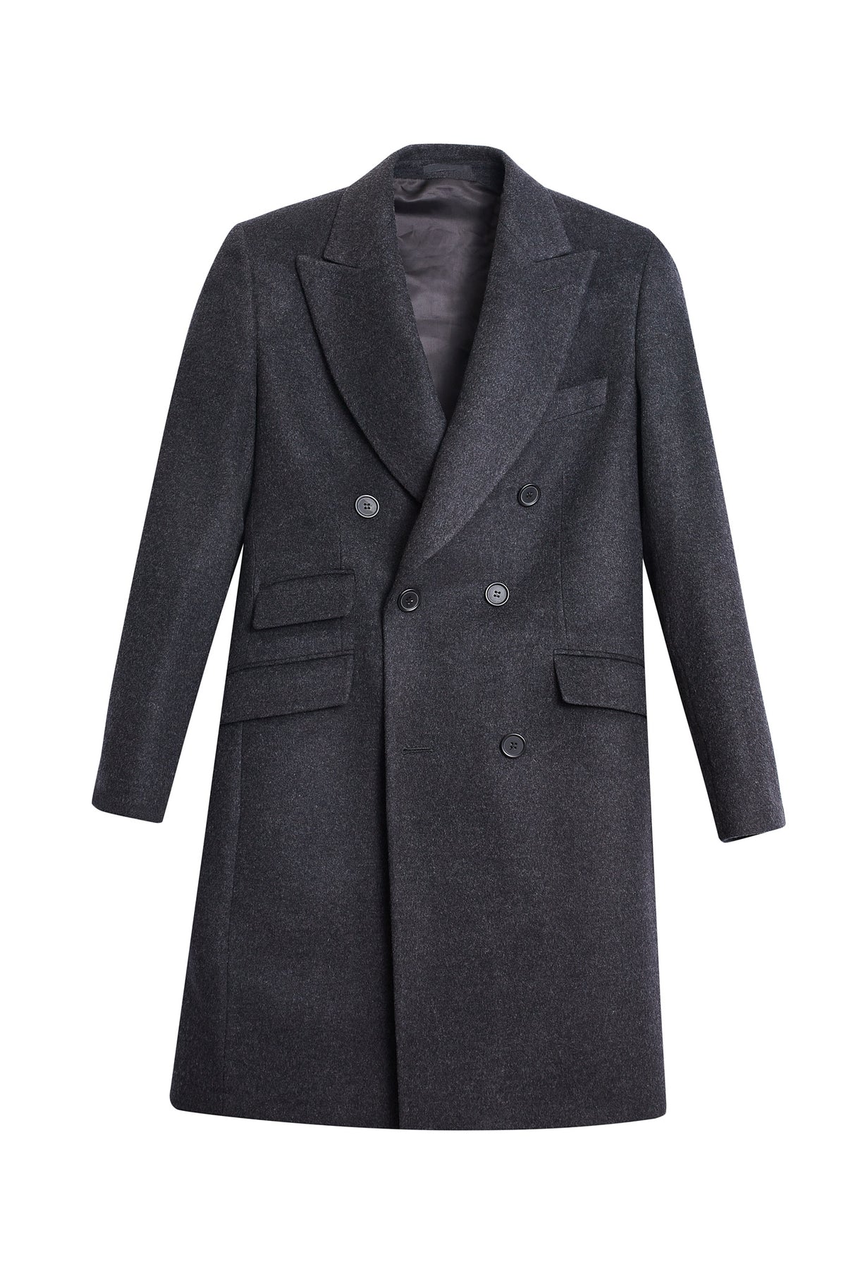 Abrigo cruzado lana cashmere gris oscuro