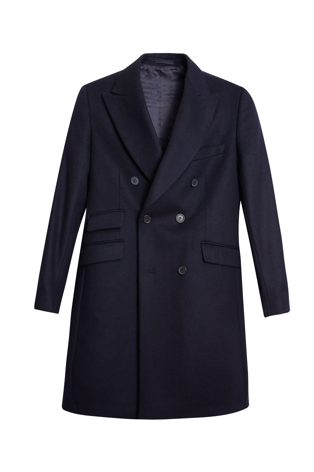 Abrigo cruzado lana cashmere azul marino