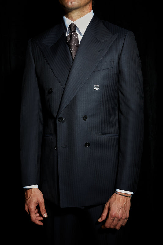 Americana traje cruzado azul marino espiga Ready to Wear