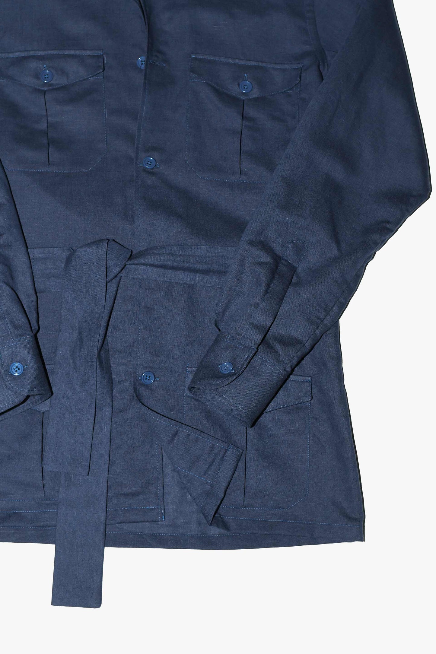 Camisa MTO Sahariana lino Azul marino Hippie Crew