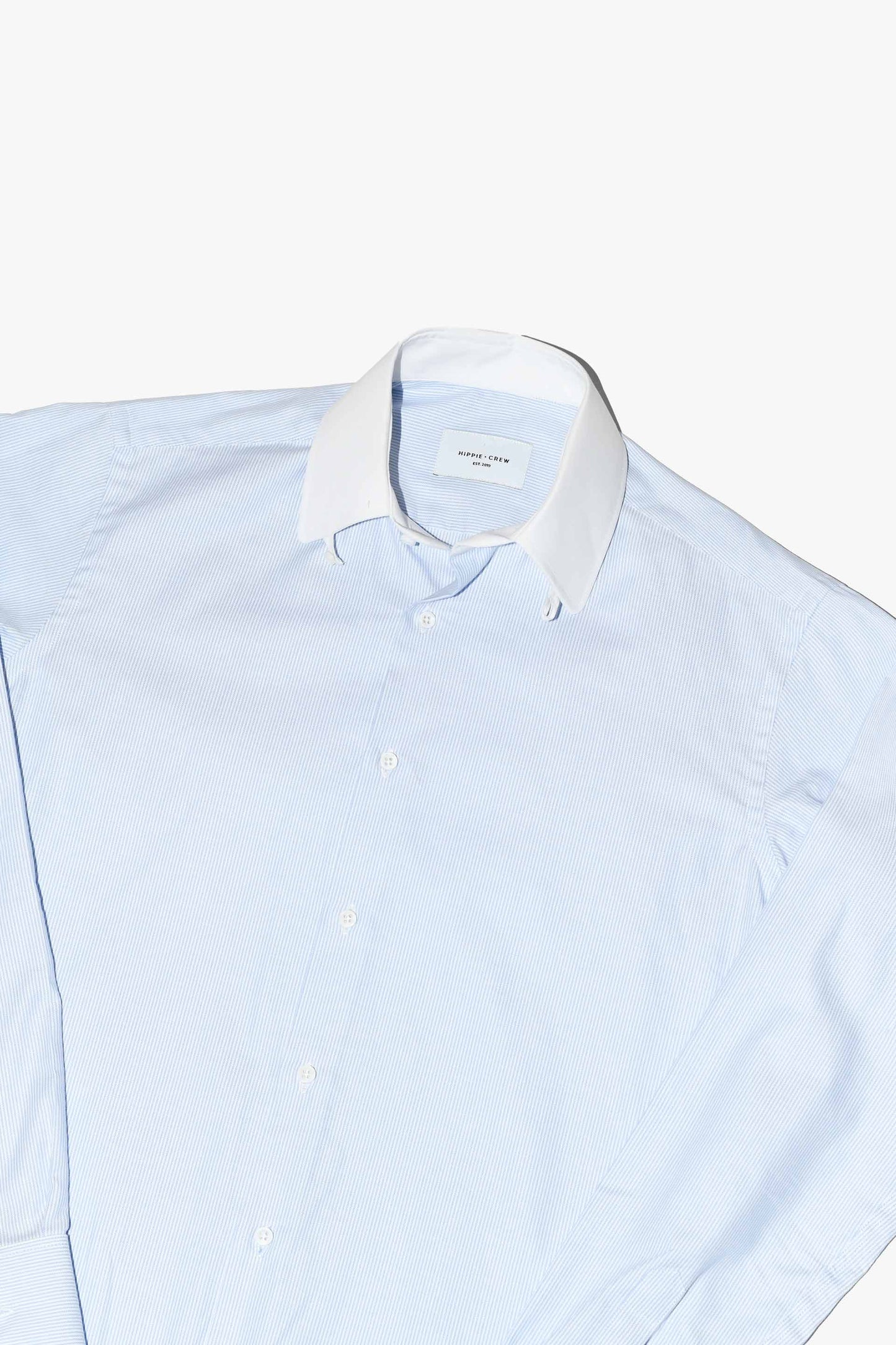 Camisa vestir MTO rayas cuello baby blanco Hippie Crew