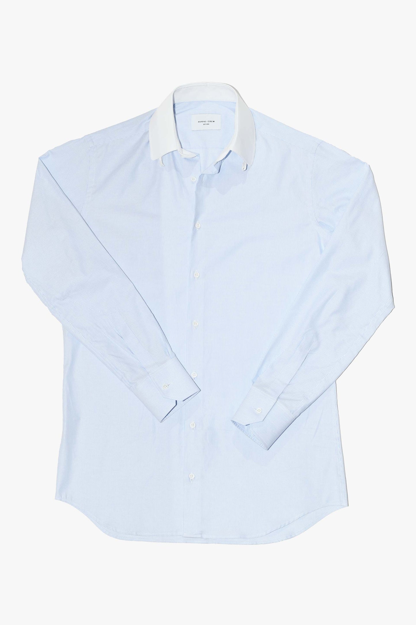 Camisa vestir MTO rayas cuello baby blanco Hippie Crew