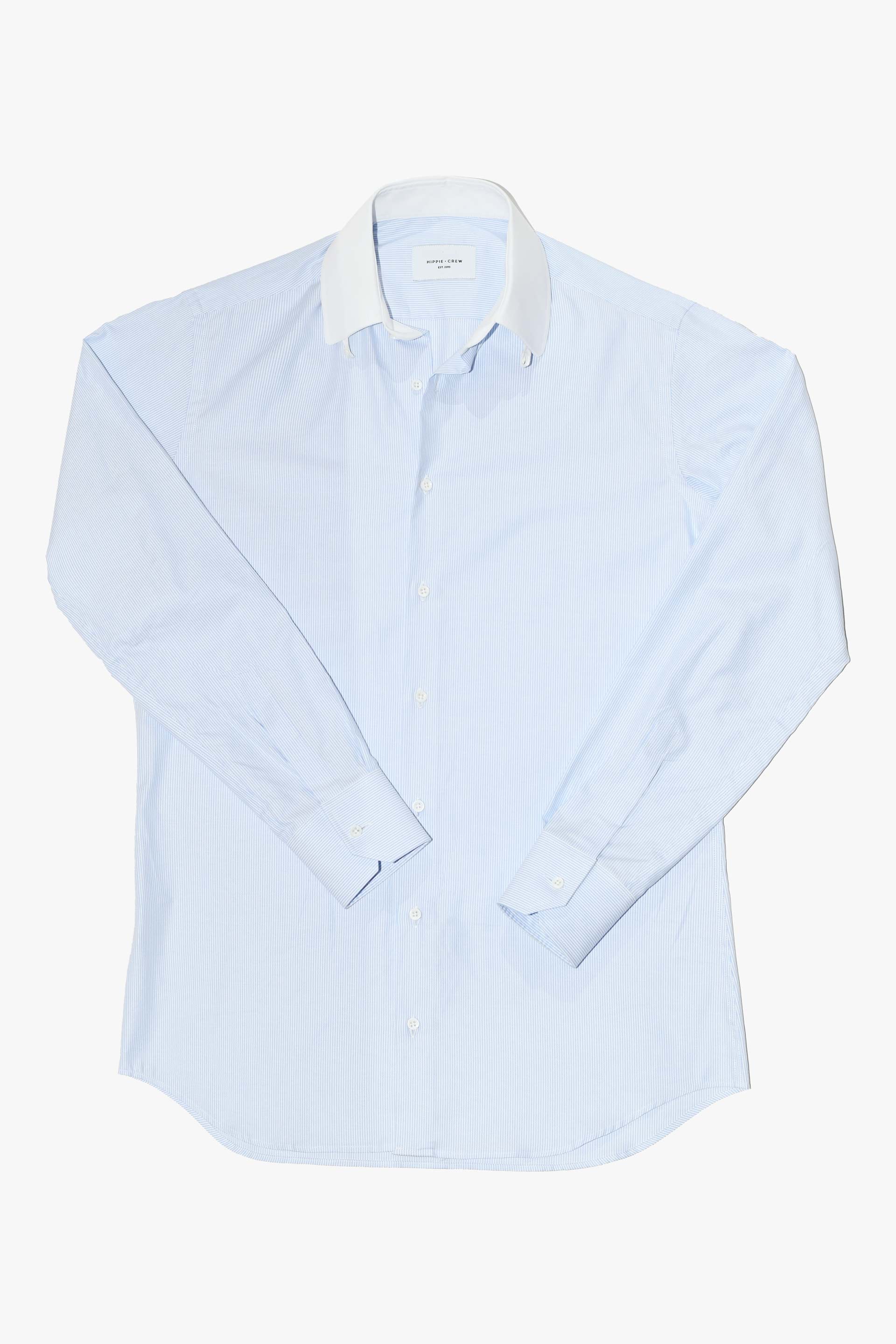 Camisa vestir MTO rayas cuello baby blanco Hippie Crew