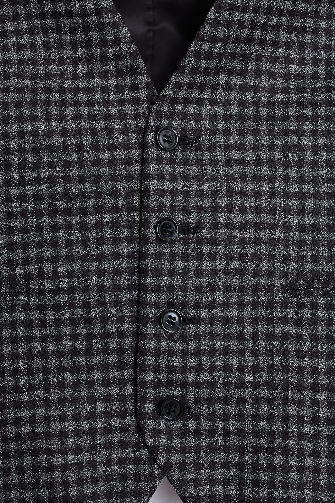 Chaleco traje cuadros gris negro
