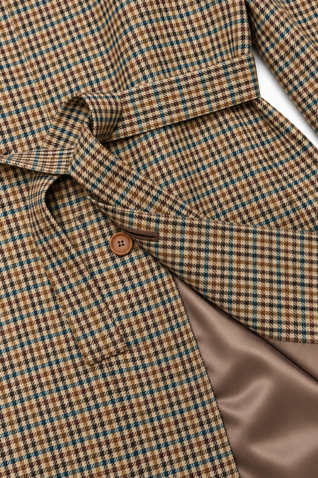 Abrigo raglan lana cuadros beige