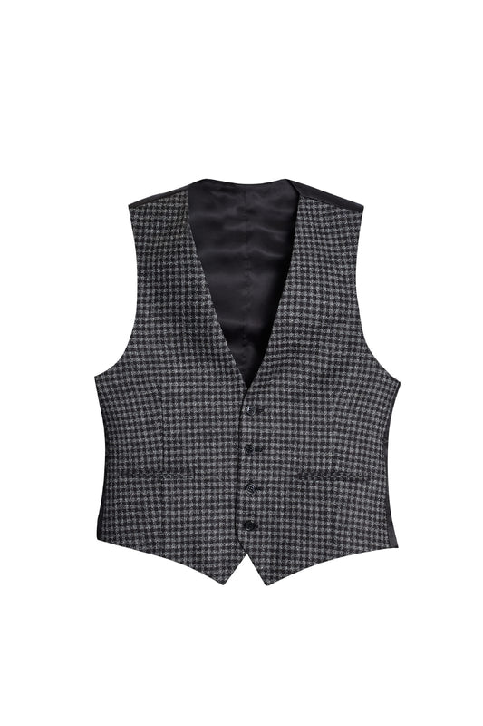 Chaleco traje cuadros gris negro
