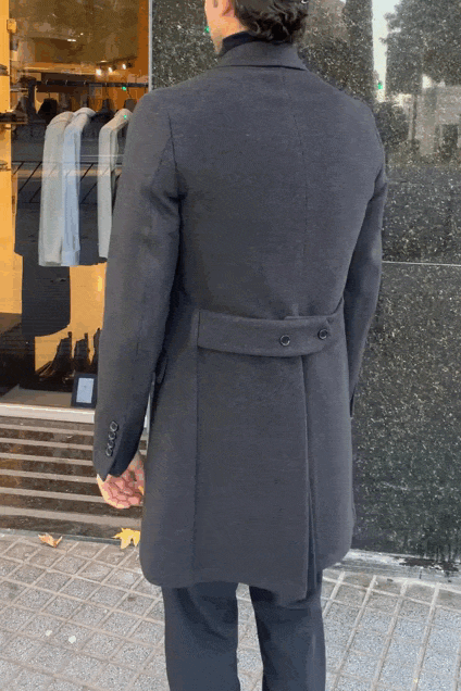 Abrigo cruzado lana cashmere gris oscuro