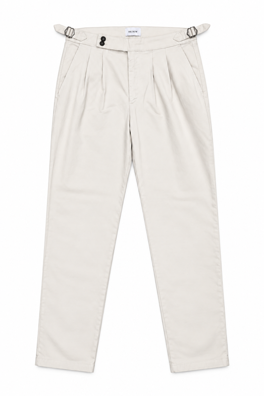 Pantalón pinzas beige fluido