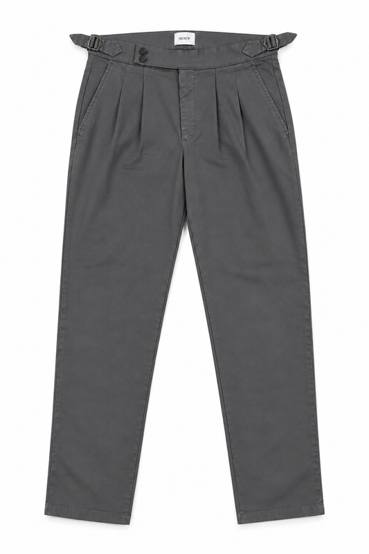Pantalón pinzas gris fluido