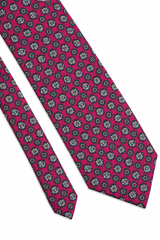 Corbata geométricos carmesí