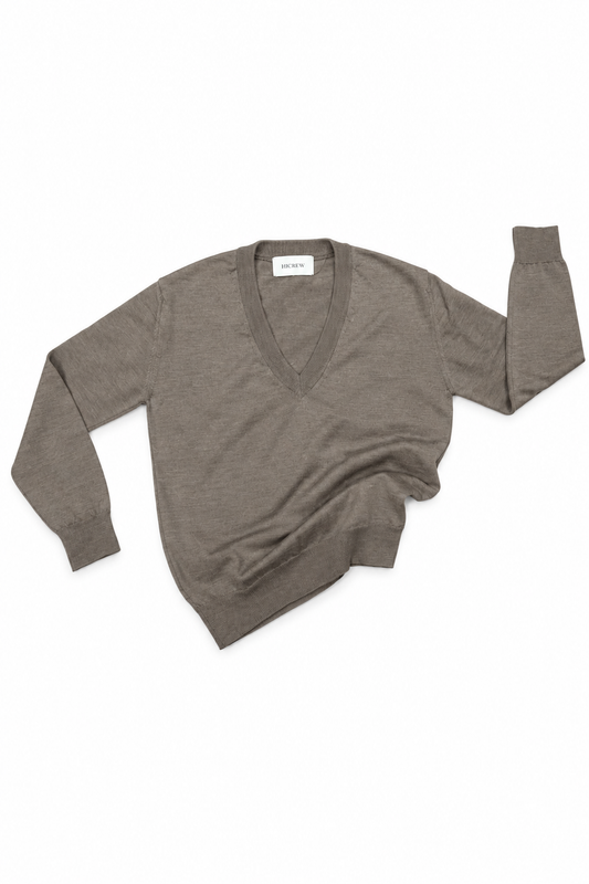 Jersey pico largo lana merino topo
