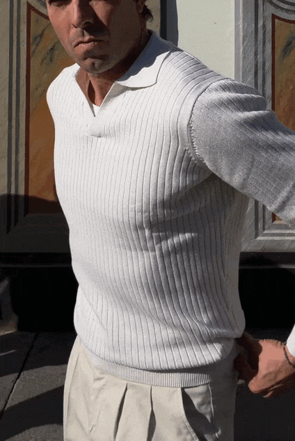 Jersey polo algodón crema