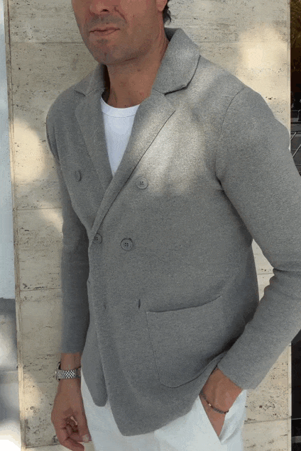 Blazer cruzada punto gris