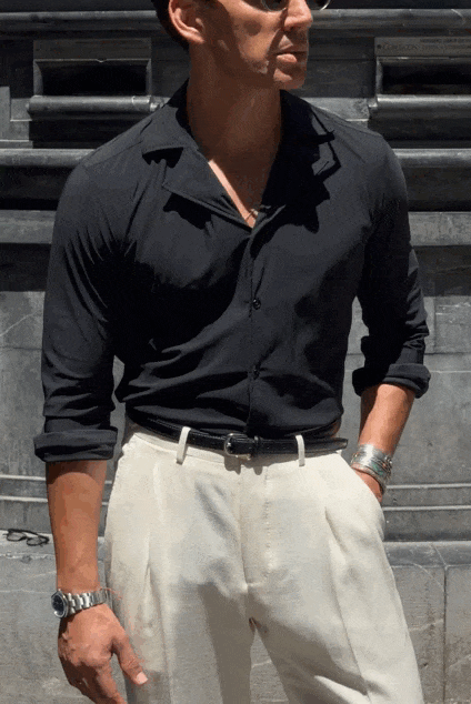 Camisa técnica cuello solapa negra