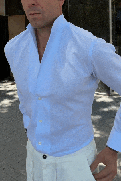 Camisa Mao lino azul claro