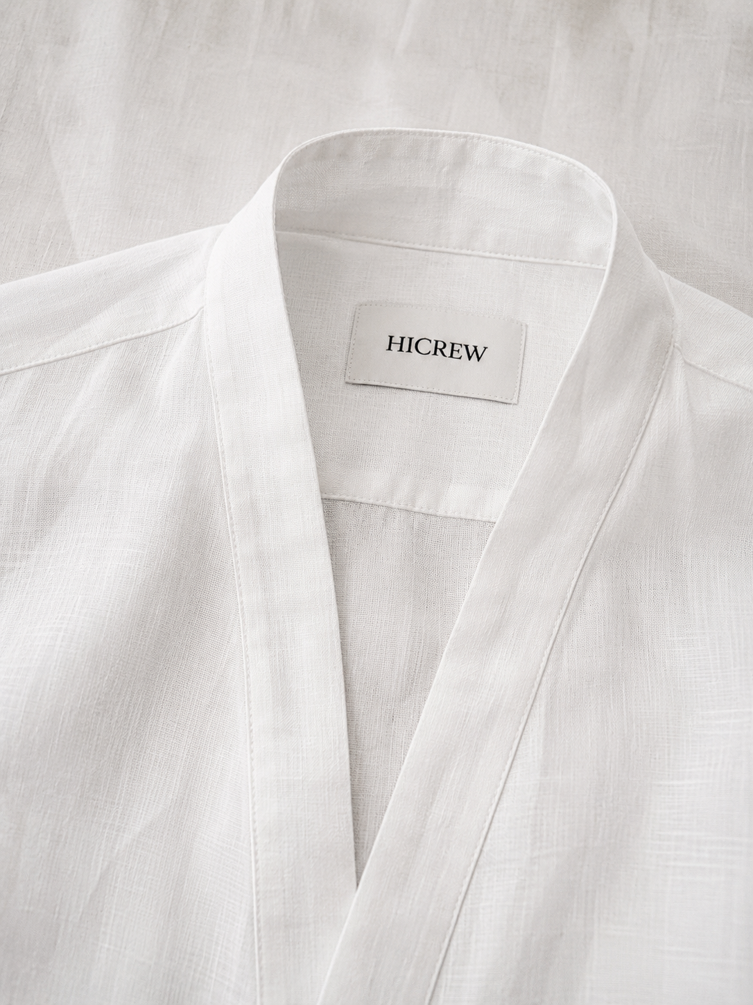 Camisa cuello japonés lino blanca