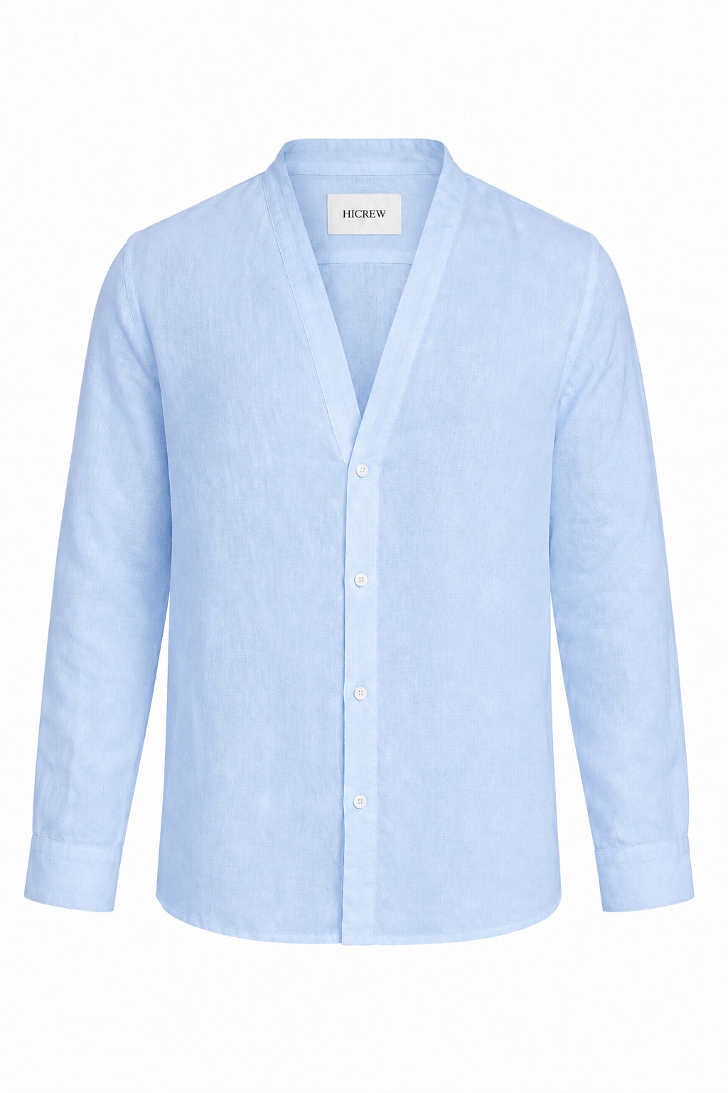 Camisa cuello japonés lino azul claro