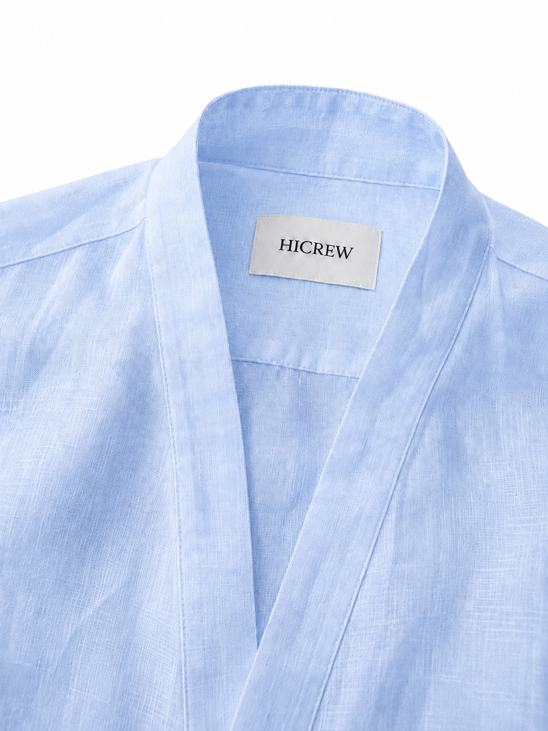Camisa cuello japonés lino azul claro