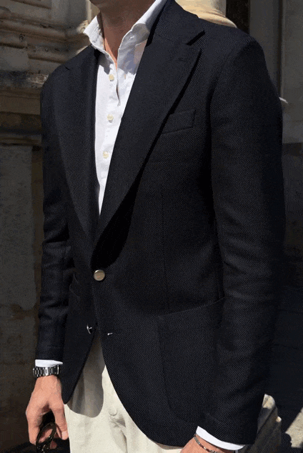 Americana espiga sartorial azul marino