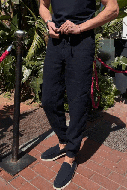 Pantalón jogger lino azul marino