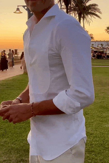Camisa lino pechera blanca