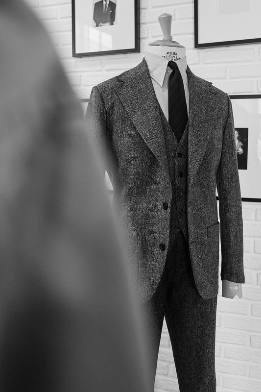 Americana Traje espiga gris