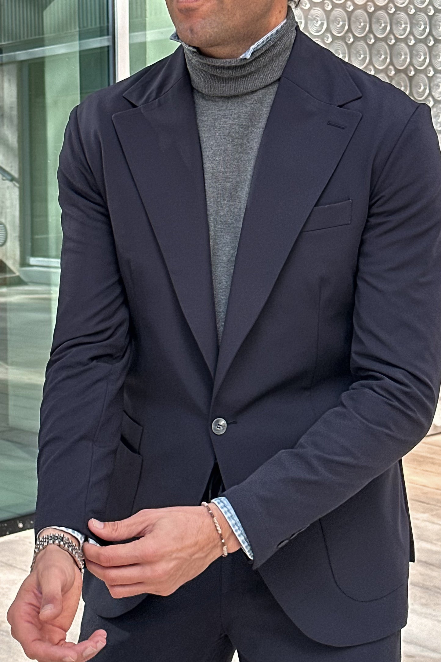 Americana técnica sartorial azul marino
