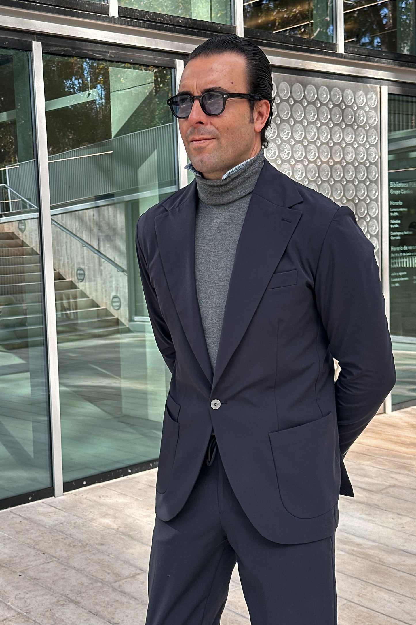 Americana técnica sartorial azul marino