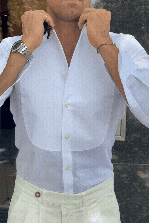 Camisa lino pechera blanca