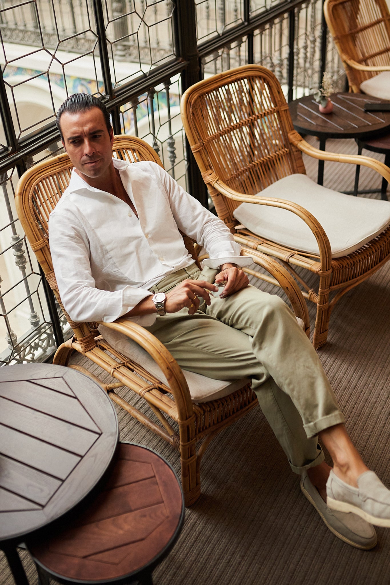 Camisa lino pechera blanca