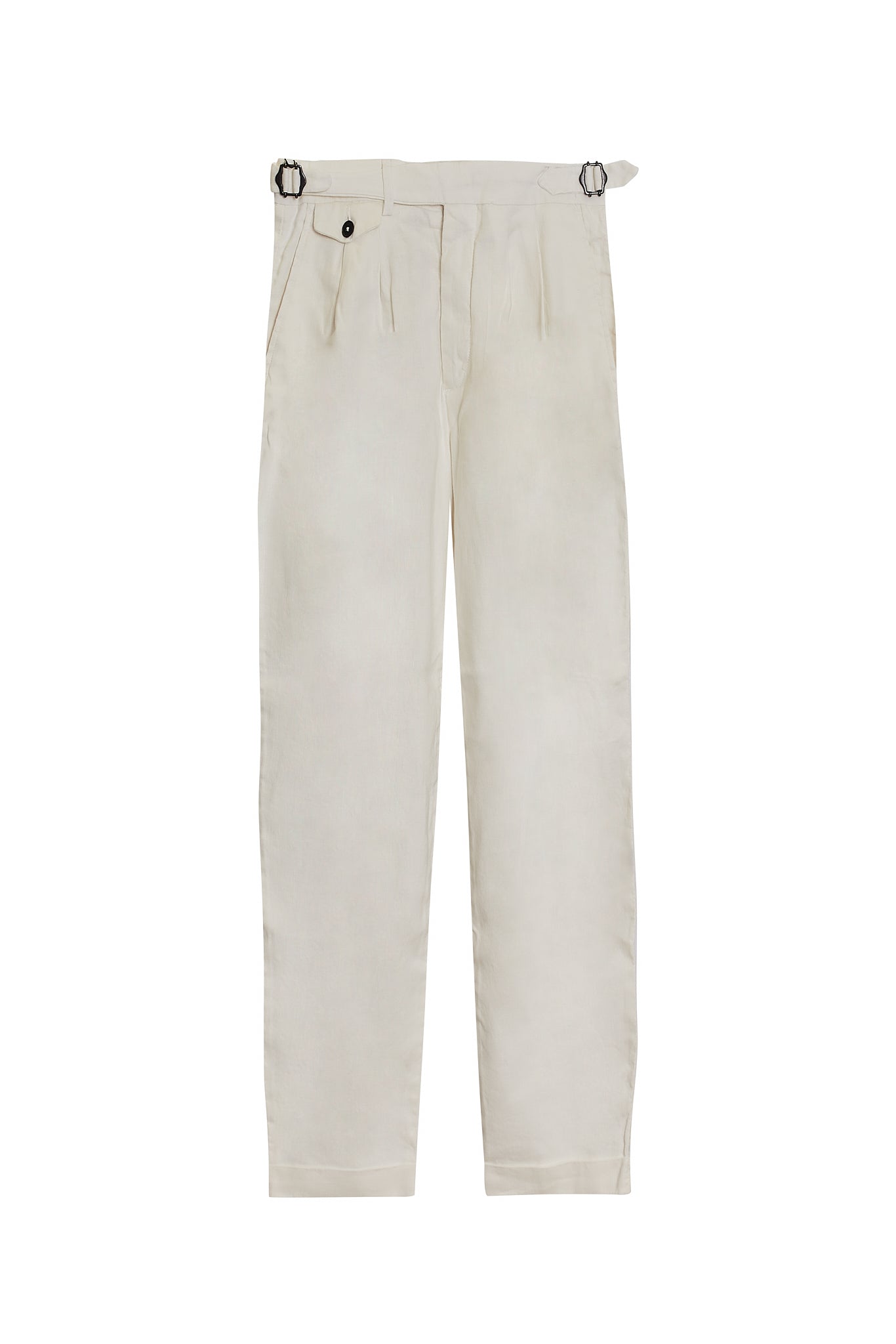 Pantalón pinzas lino fluido blanco