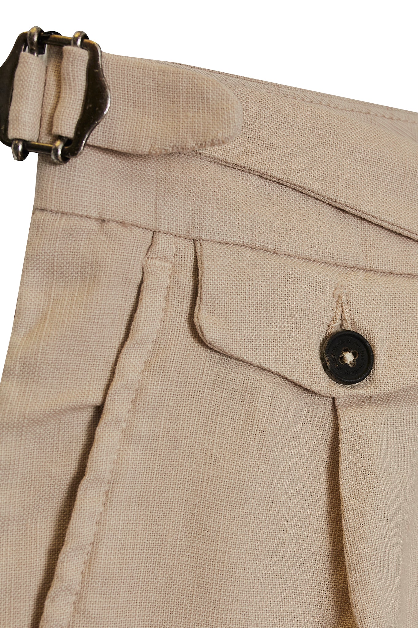 Pantalón pinzas lino fluido beige