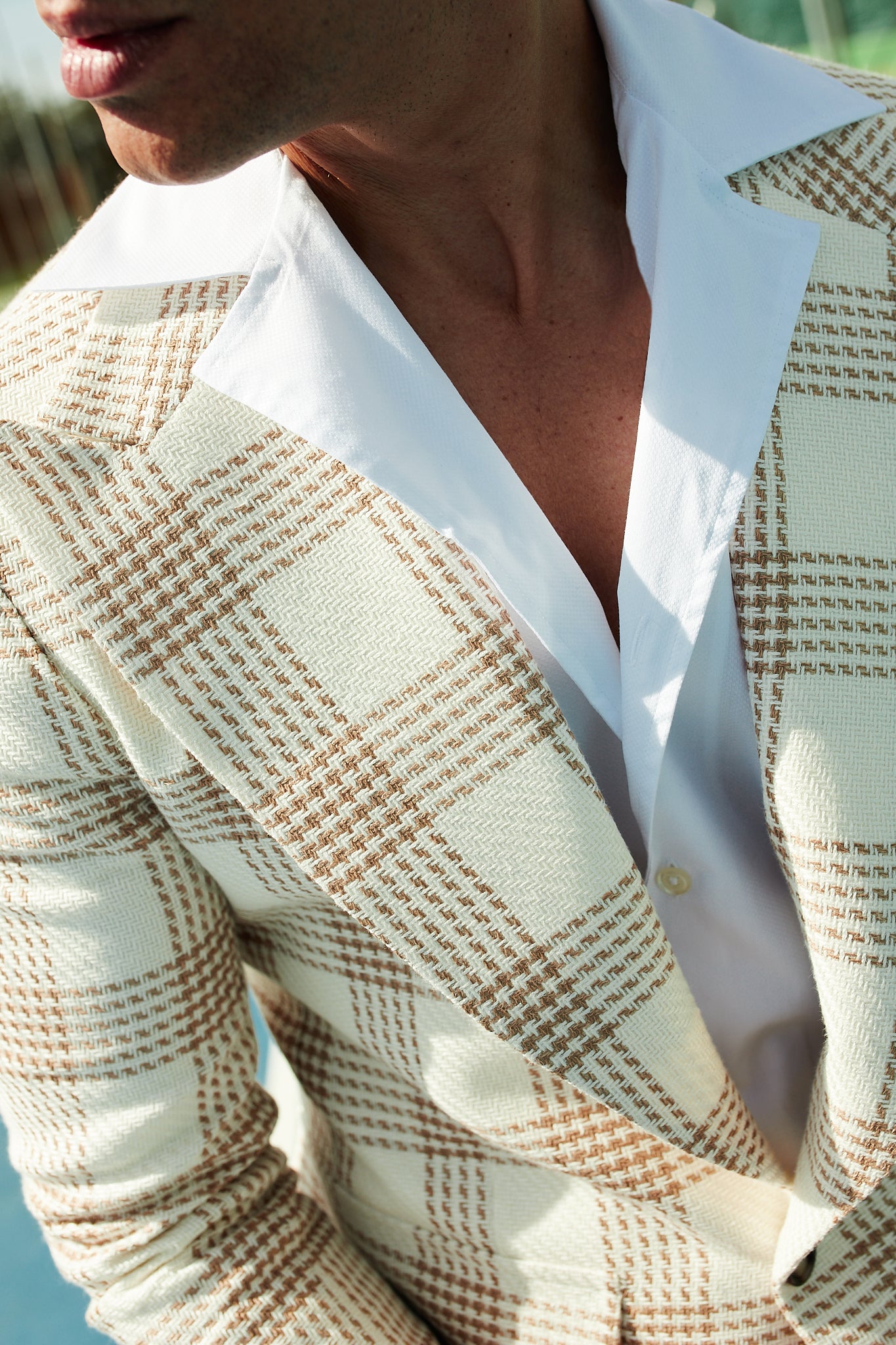 Americana cuadros sartorial crema