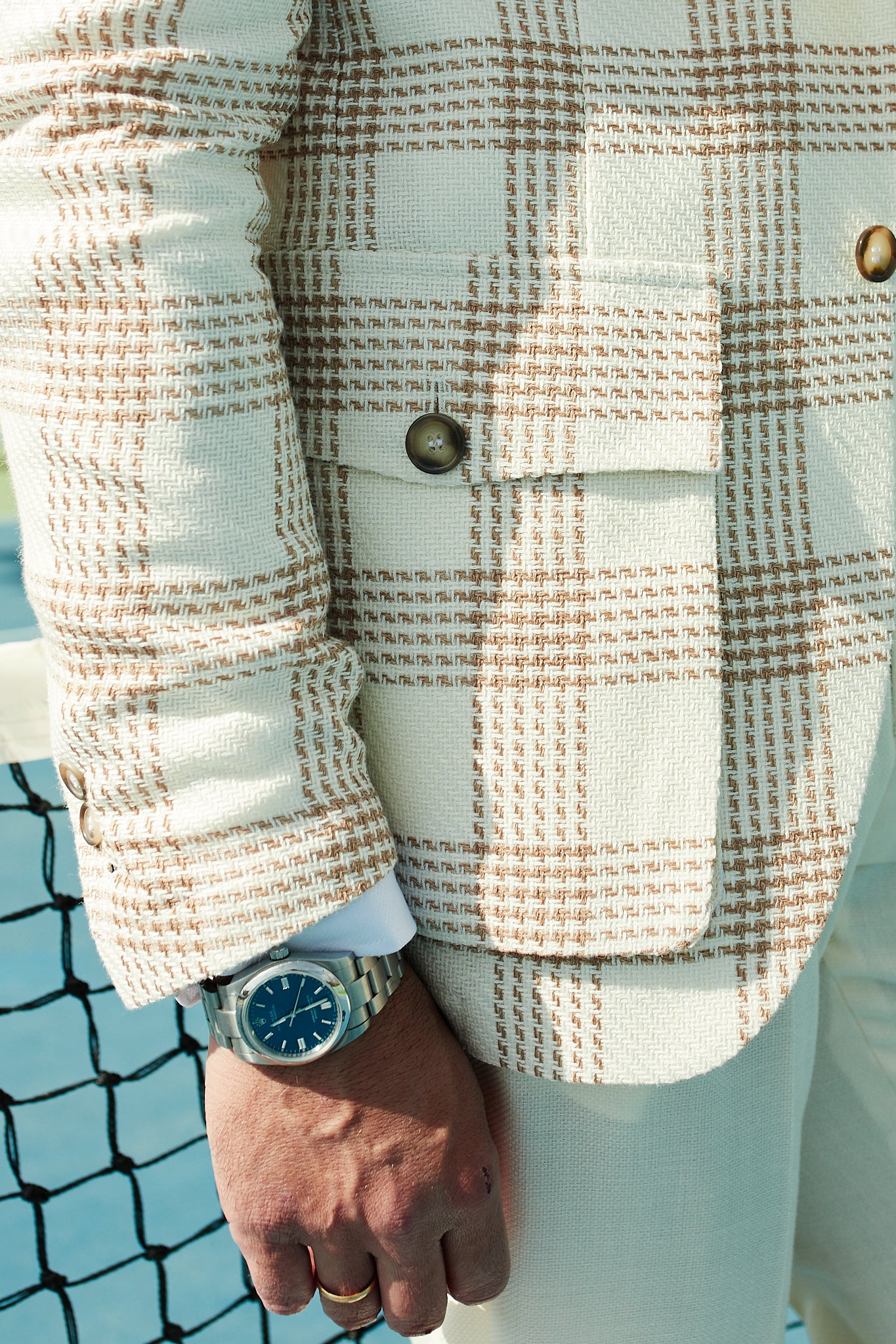 Americana cuadros sartorial crema