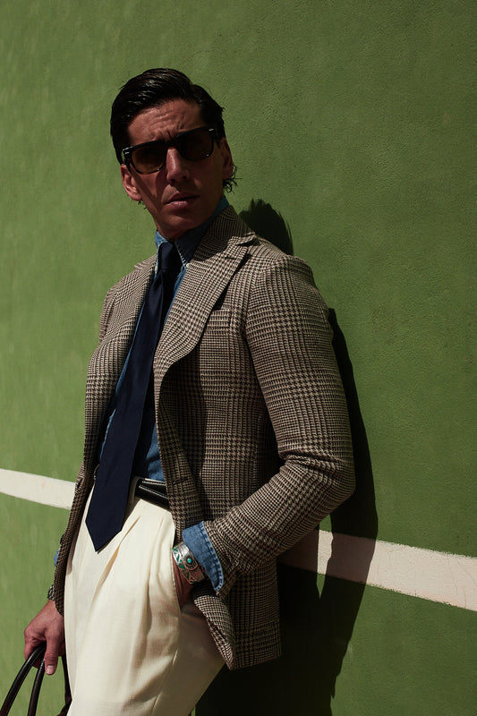 Americana Príncipe de Gales sartorial marrón