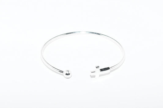 Pulsera plata cruz y bola Hippie Crew