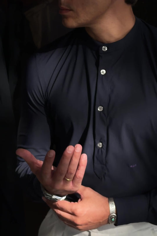 Camisa henley técnica azul marino